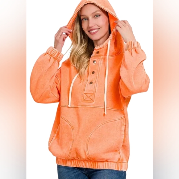 Zenana Outfitters Tops - New Zenana Womens Orange Pullover Hoodie Sweatshirt Size S M